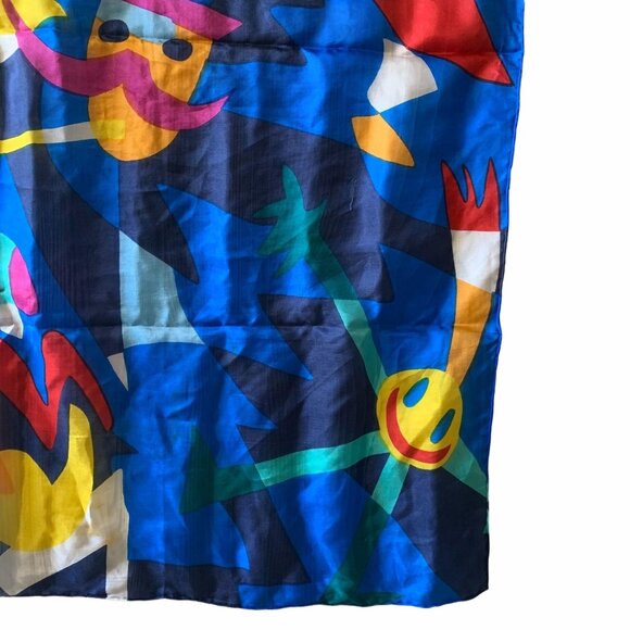 Vintage Ashley Brooke MCM Novelty Psychedelic Hand Rolled Silk Scarf - Picture 7 of 9